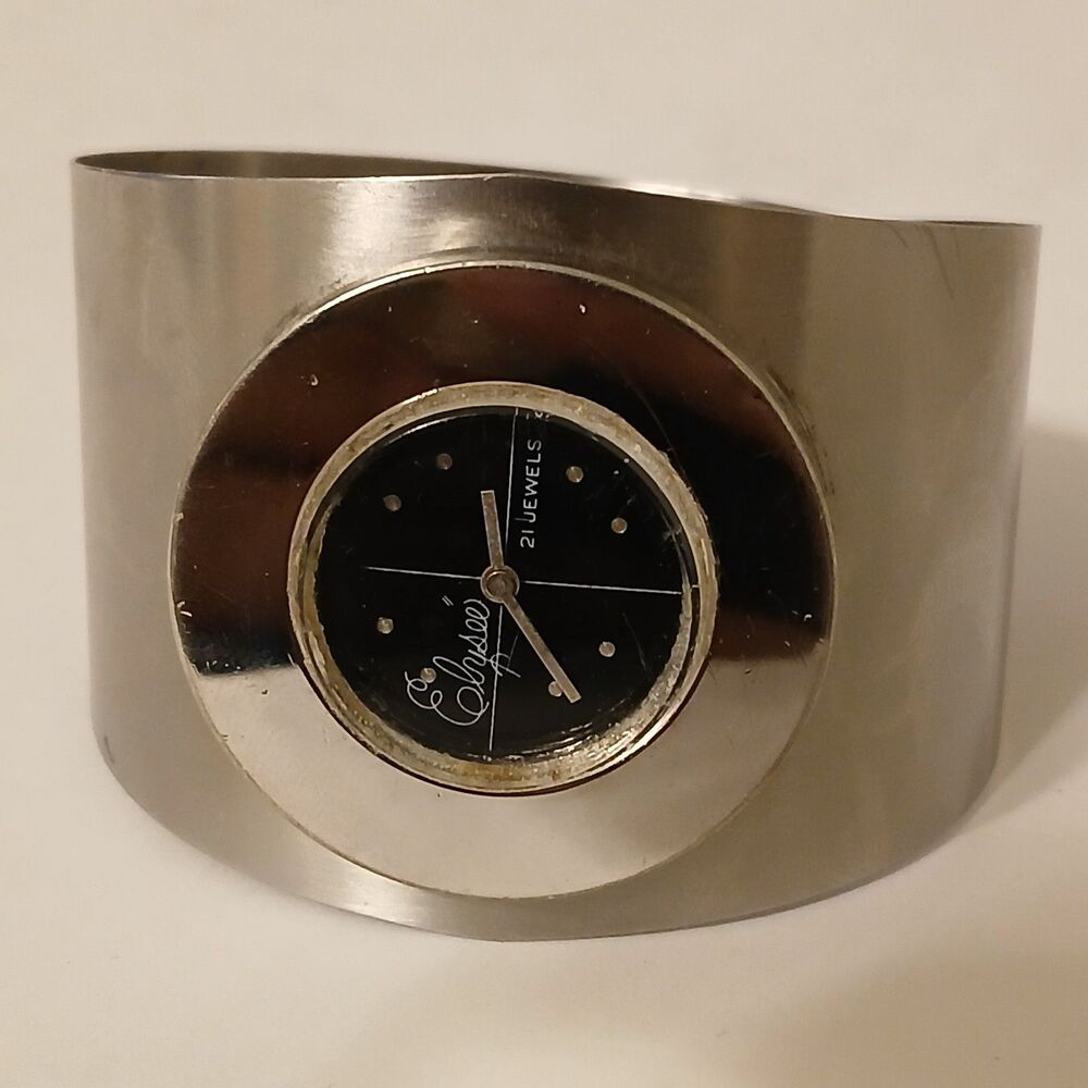 Parts/Repair VTG 70s Elysee 21 Jewels Brutalist Cuff Watch UT 231A Mech Rare